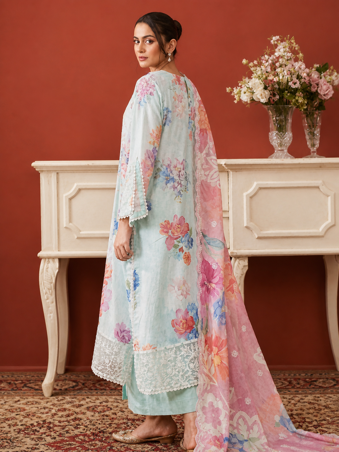 Luxury Digital Printed Lawn Three Piece Set -C282