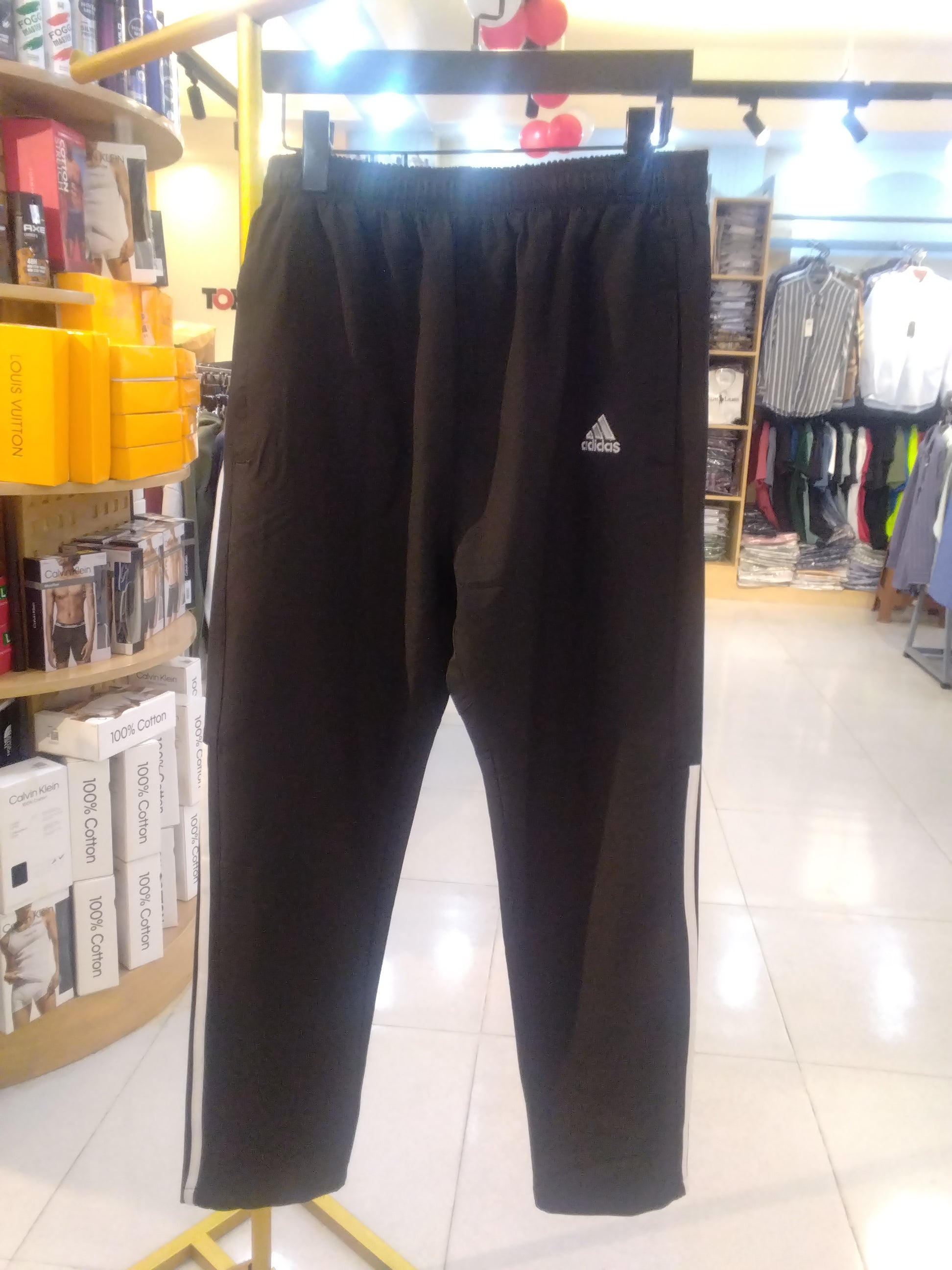 Three Half Stripe Athletic Track Pant Black/White