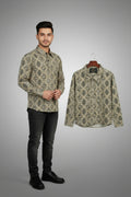 Premium Geometric Printed Long  Polo Shirt 471