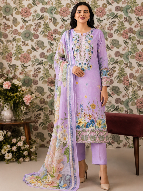 Premium Floral Unstitched Unready Three Piece-C362