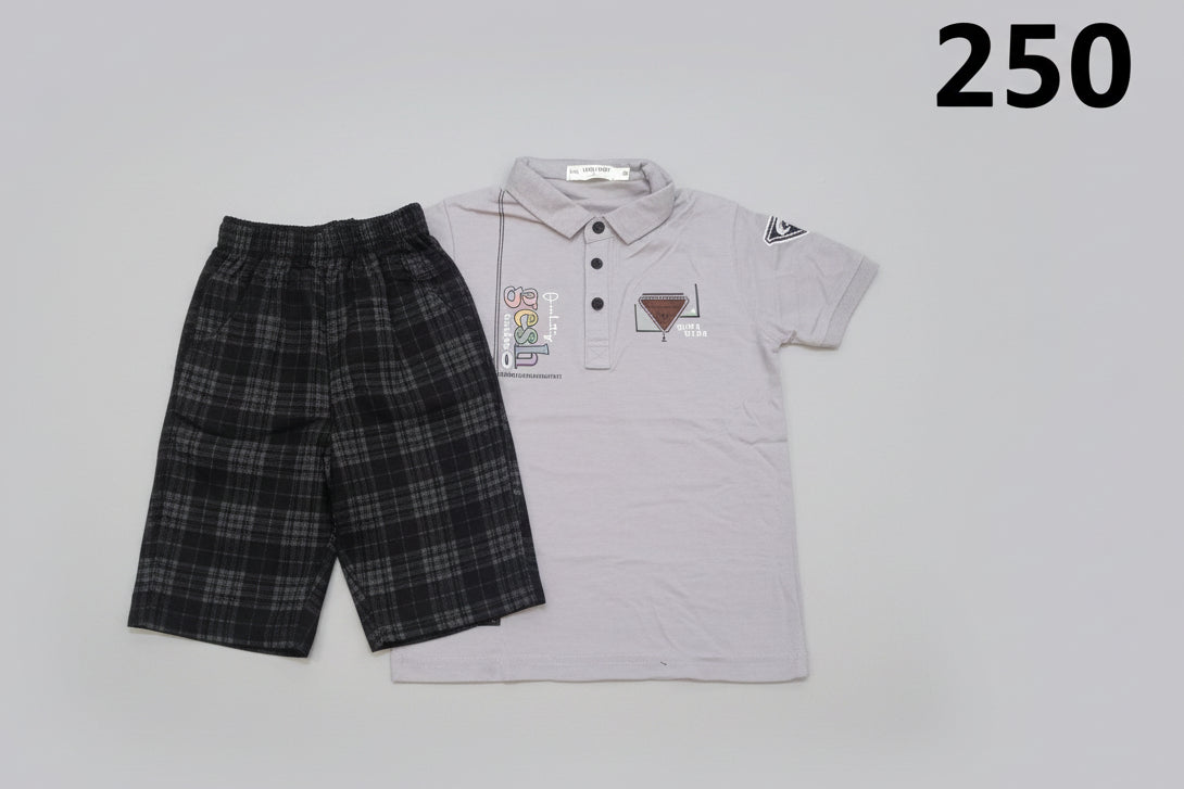 Kids Polo T-Shirt & Check Shorts Set – Summer Casual Outfit 250
