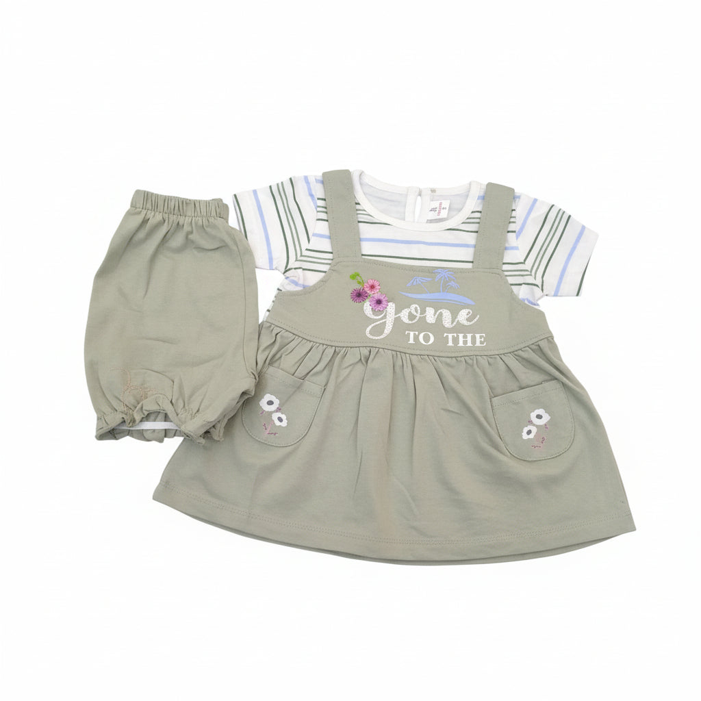 Baby Girls “Gone to the Beach” Dress Set with Inner Tee & Shorts  134