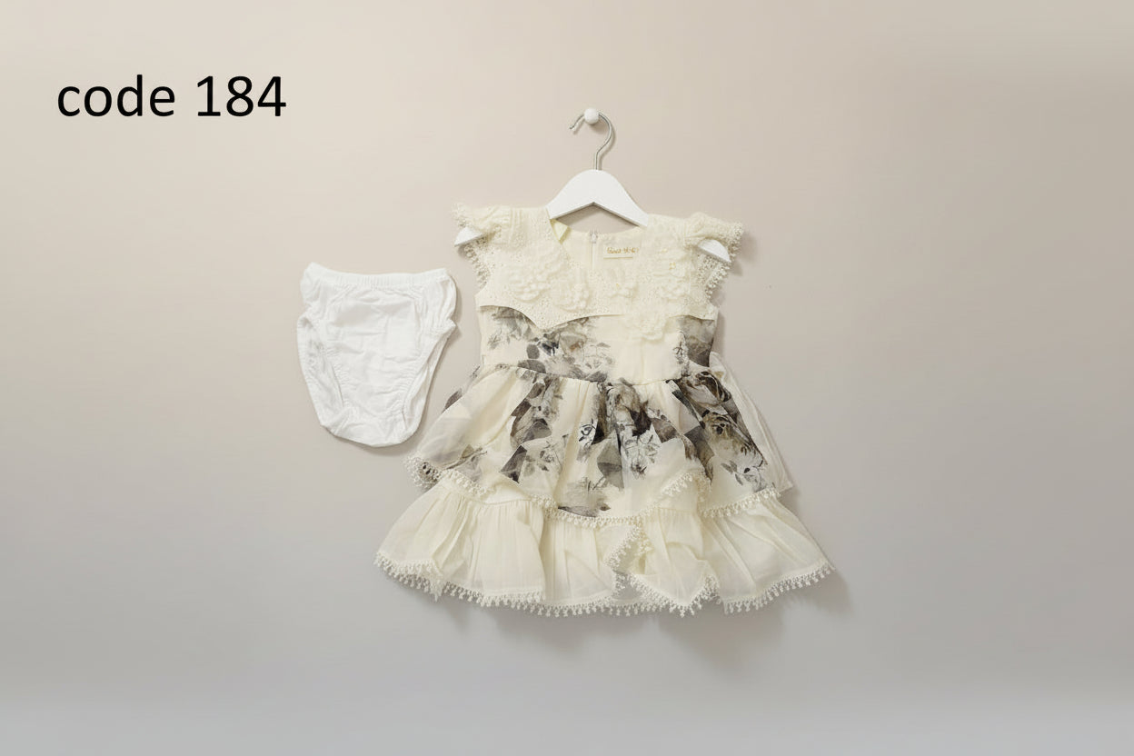 Baby Girls Floral Layered Party Dress with Inner Shorts – 2-Piece Set.184.