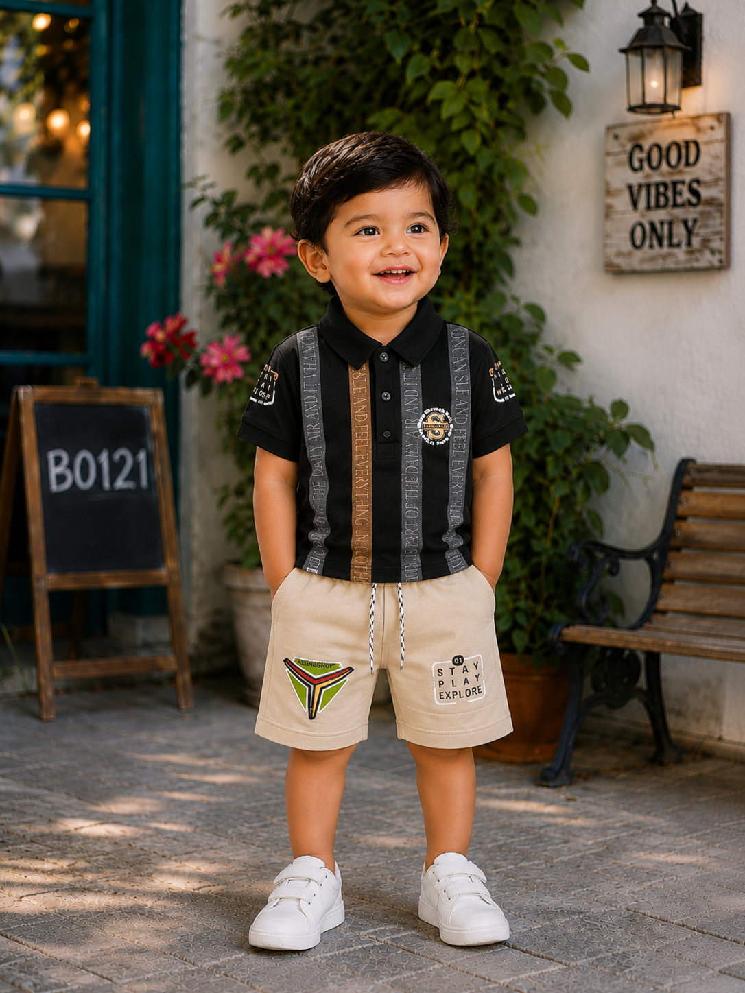 Boys Premium Striped Polo Shirt & Shorts Set – BO121