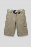 Boys Slim Fit Cargo Shorts with Belt Olive Green