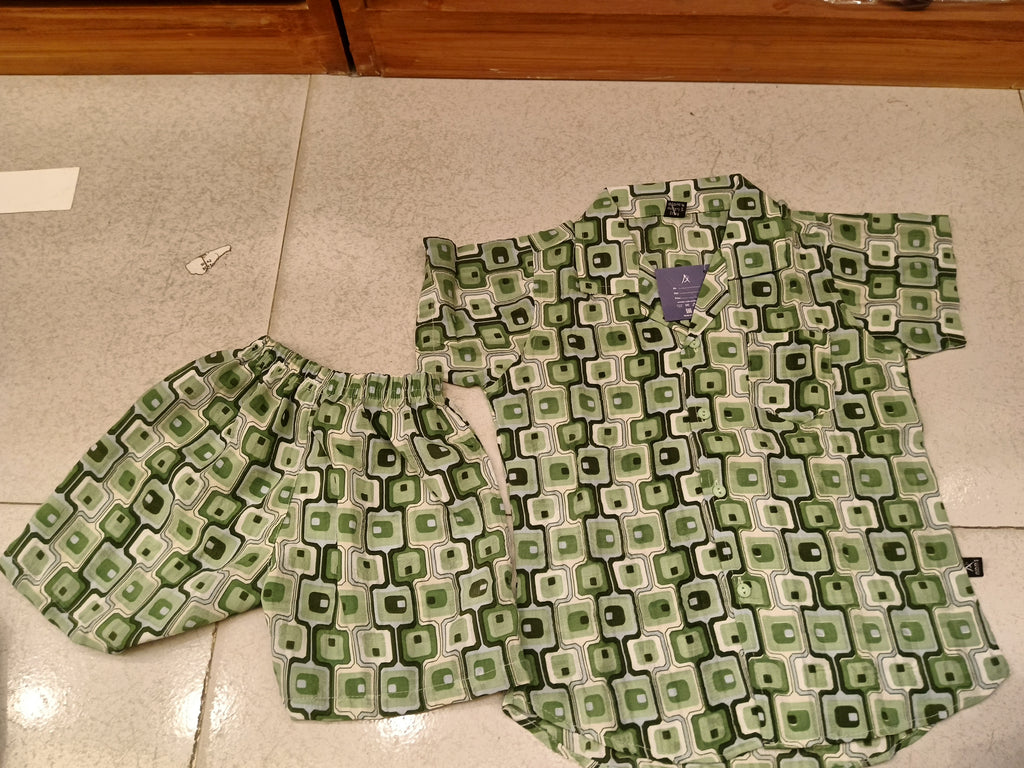 Boys Retro Geo Print Summer Shirt & Shorts Set 2090
