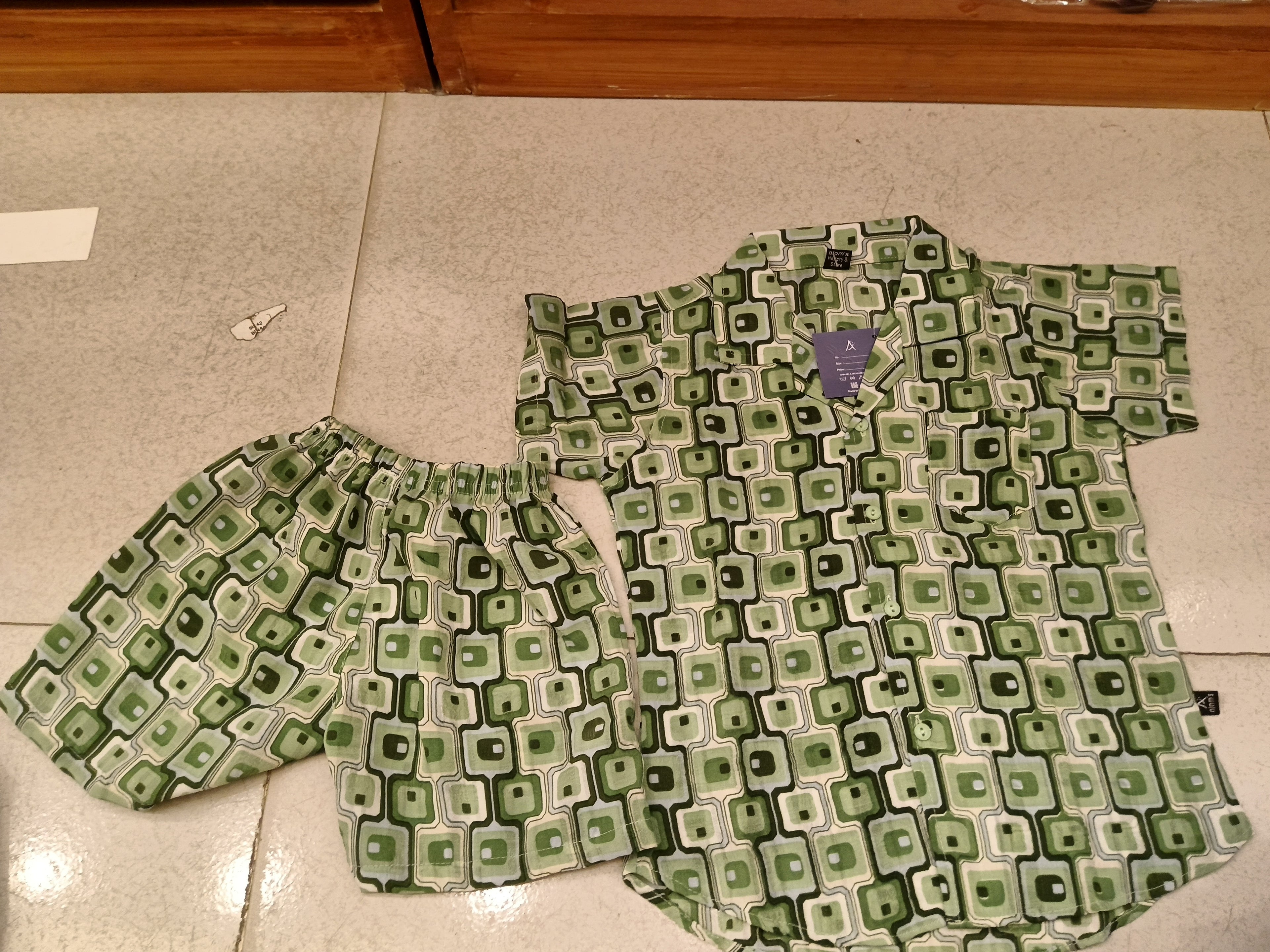 Boys Retro Geo Print Summer Shirt & Shorts Set 2090