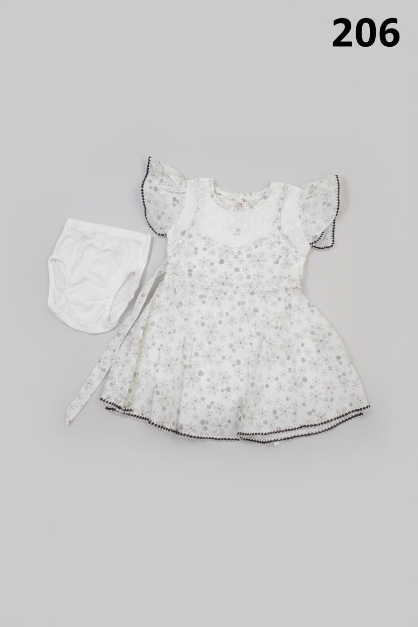 Baby Girls Floral Lace Dress Set with Inner – Party & Casual Wear 206