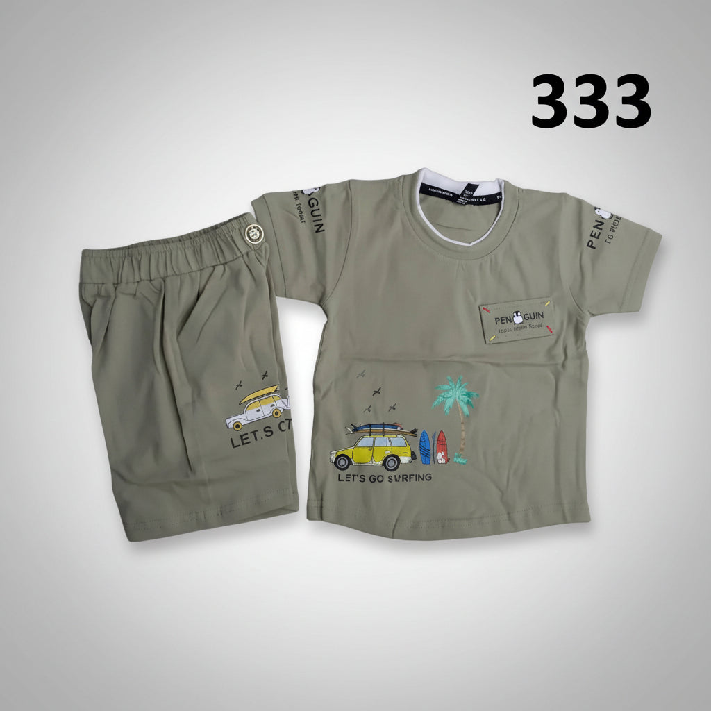 Kids “Let’s Go Surfing” T-Shirt & Shorts Set 333