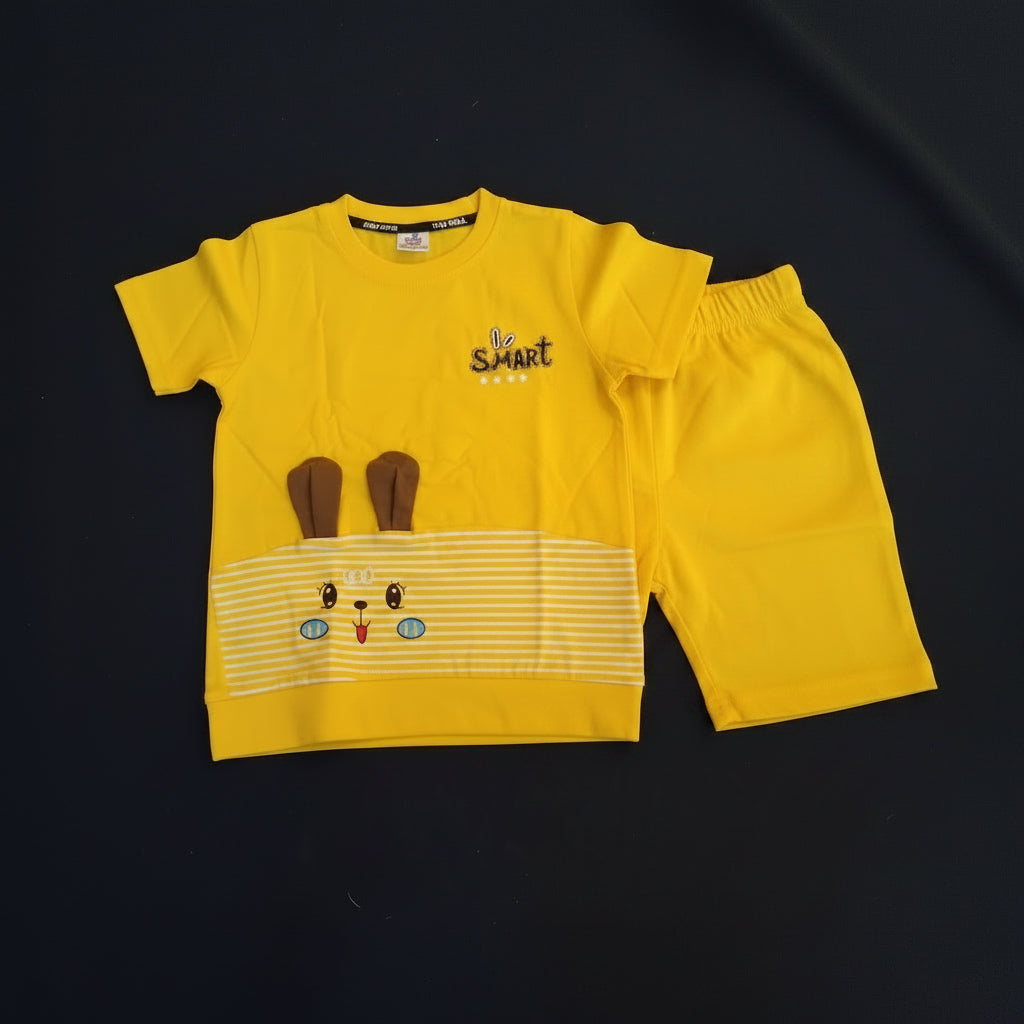Kids “I’m Smart” Cartoon Printed T-Shirt & Shorts Set 328