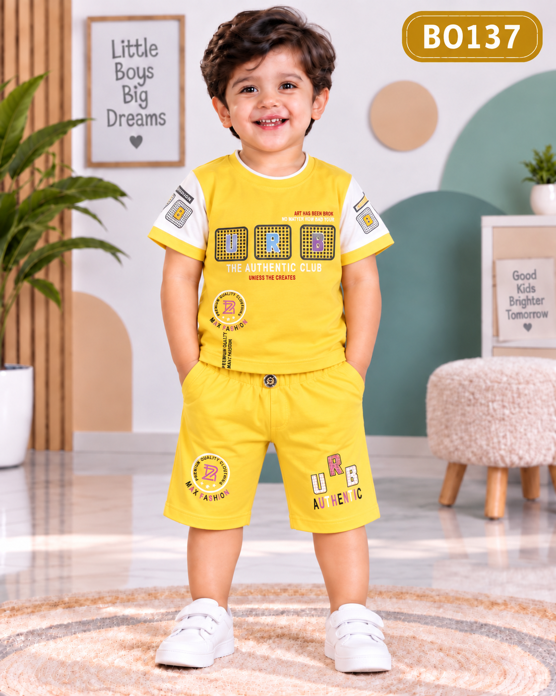 Boys Premium Graphic T-Shirt & Shorts Set-BO137