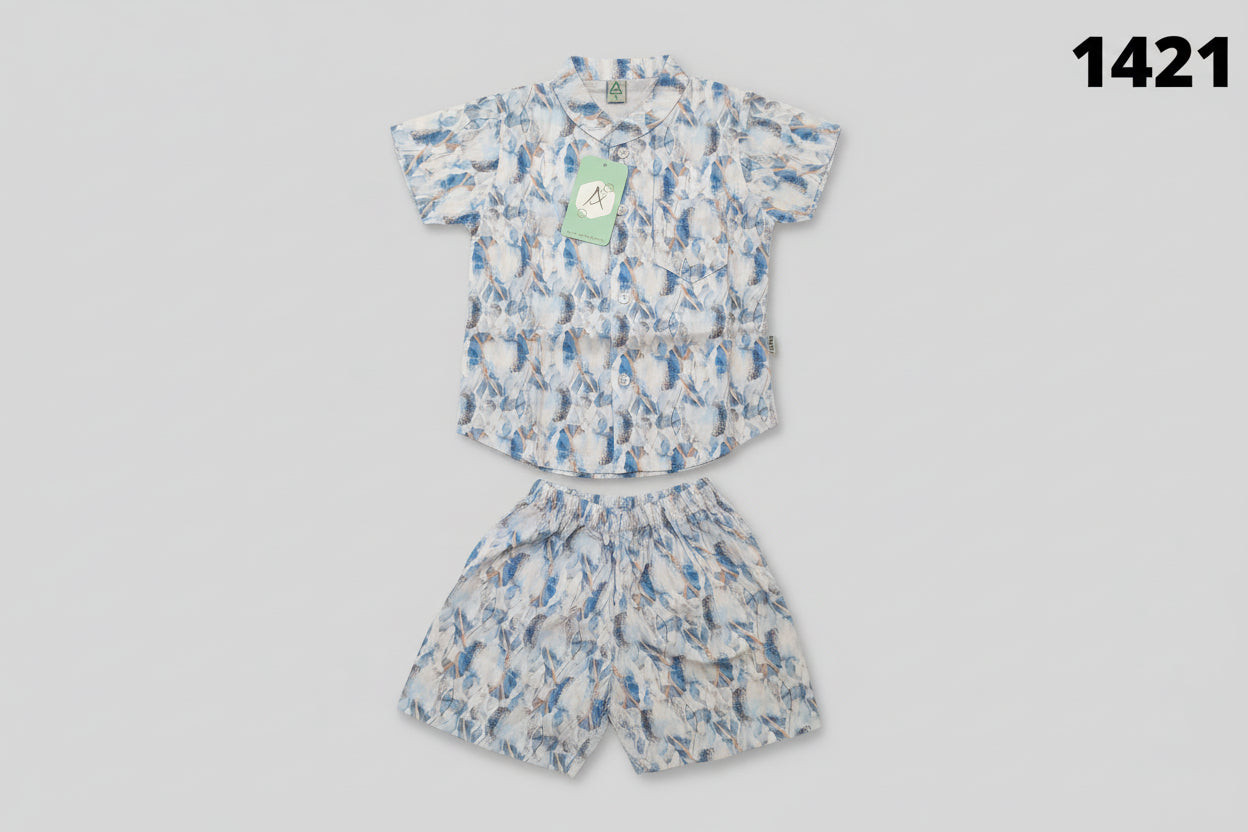 Boys Premium Printed Shirt & Shorts Set-C53
