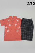 Boys Printed Polo Shirt & Check Trouser Set 372