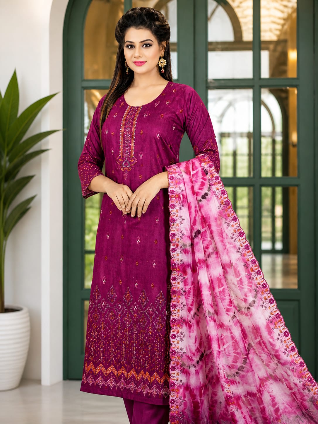 Luxury Digital Printed Lawn Three Piece Set-C243