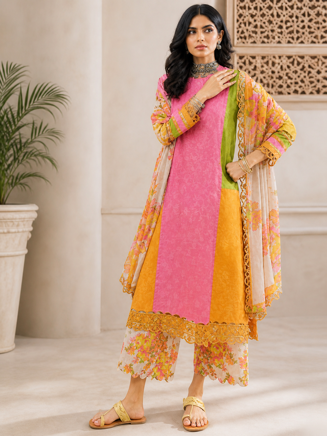 Luxury Digital Printed Lawn Three Piece Set -C284