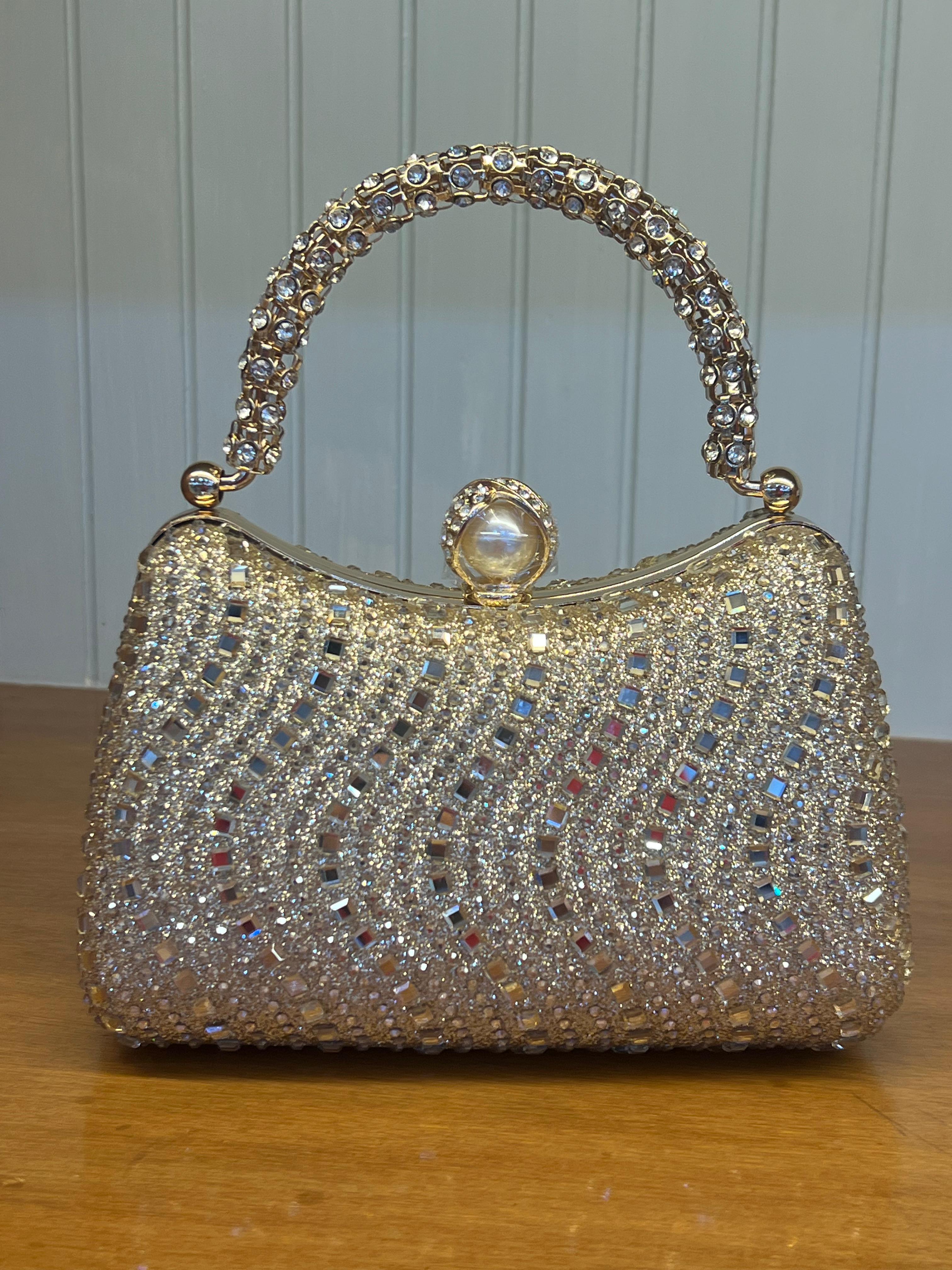 Luxury Crystal Evening Clutch Bag with Chain Handle