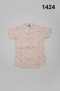 Boys Floral Print Mandarin Collar Casual Shirt 1424