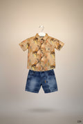 Kids Premium Printed Shirt & Denim Shorts Set.226.