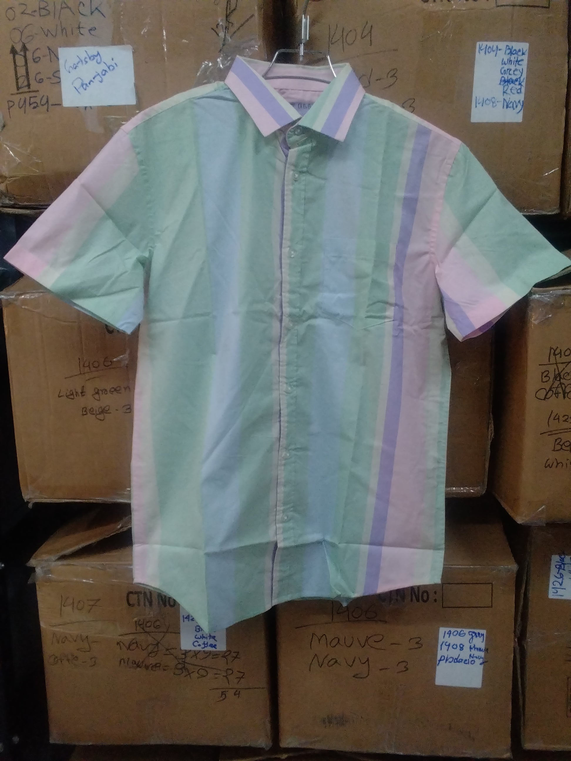 GATSBY Men's S/S Shirt_ Perry Ellis Cheak PR 4040