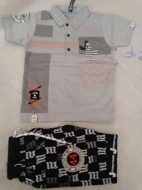 Boys Casual Polo T-Shirt & Printed Shorts Set 349