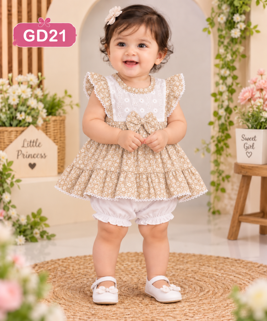 Girls’ Floral Ruffle Top & Bloomer Set-GD21
