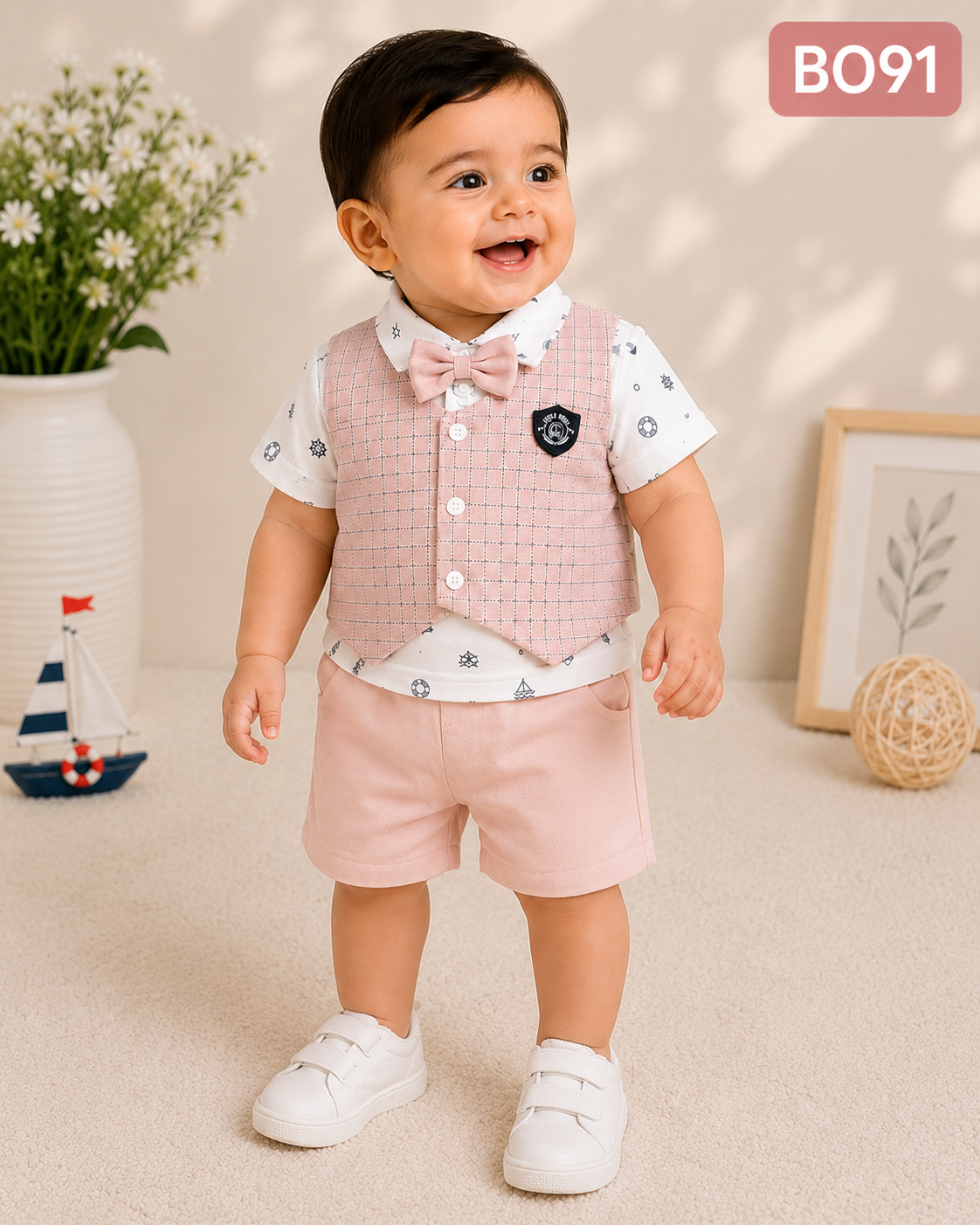 Little Gentleman Nautical Vest Two-Piece Set -BO91