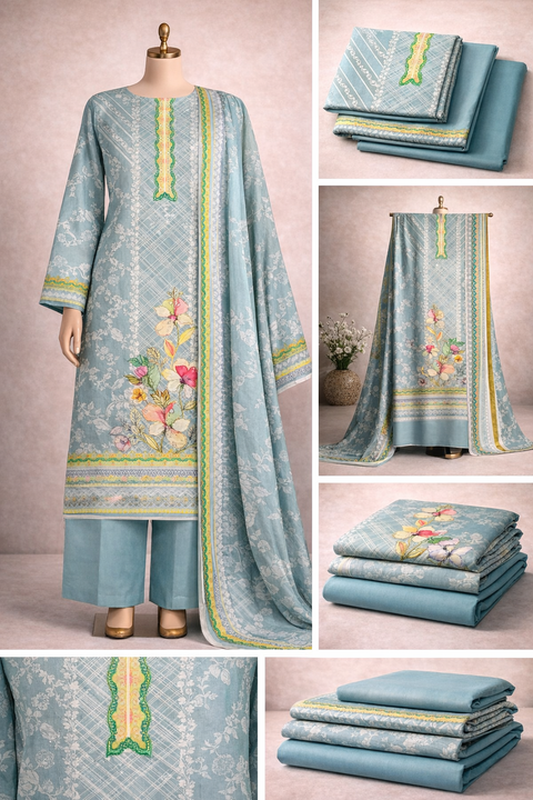 Premium Floral Unready Three Piece-C122