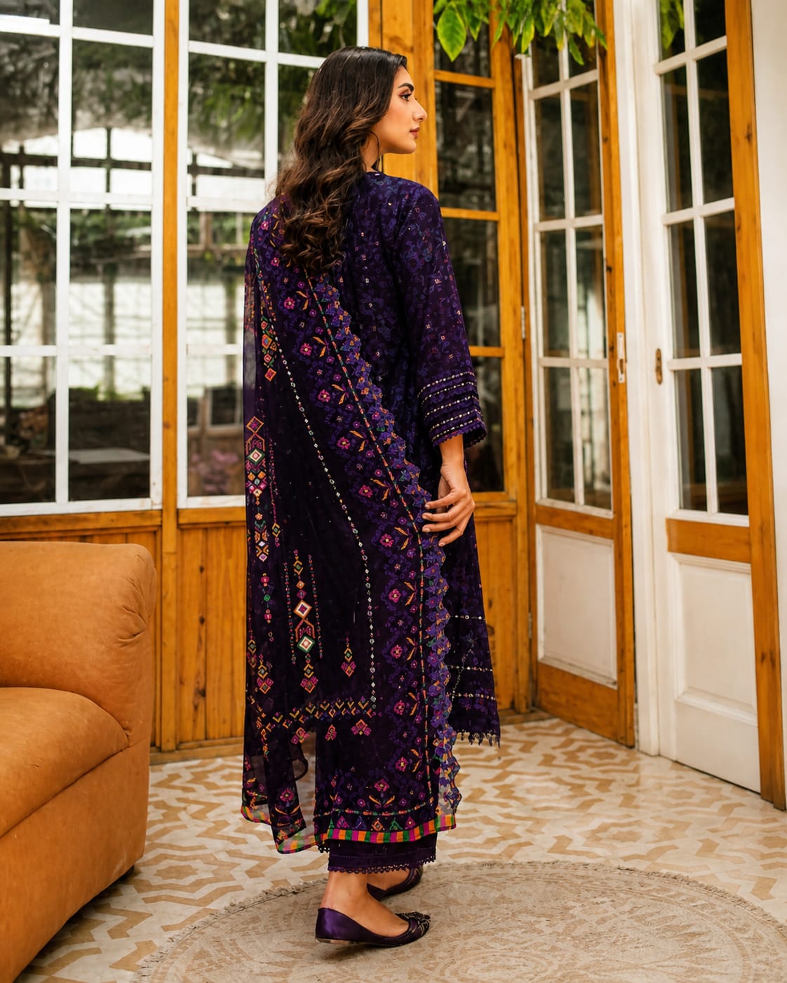 Luxury Digital Printed Lawn Three Piece Set-C245