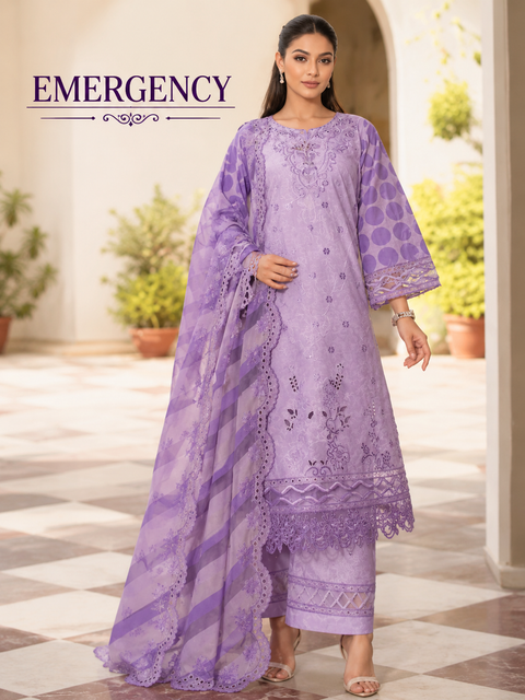 Luxury Digital Printed Lawn Three Piece Set -C293