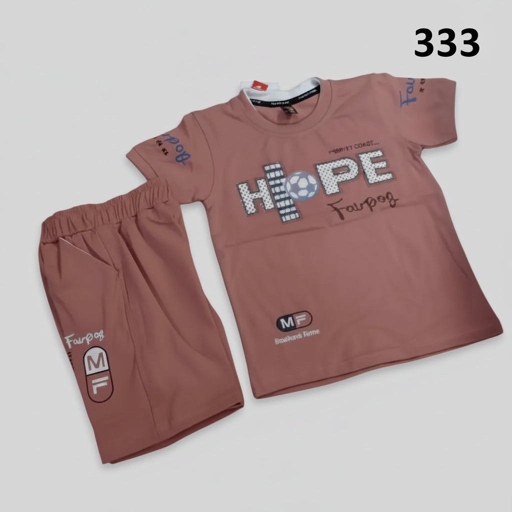 Kids “HOPE West Coast” Printed T-Shirt & Shorts Set 333
