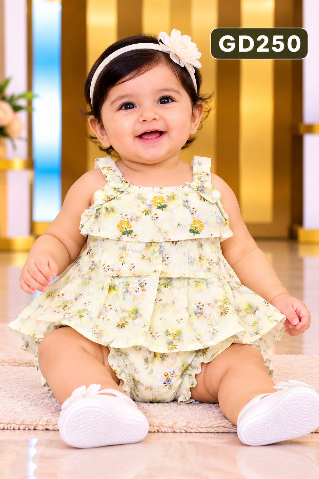 GD250 Baby Girls Floral Ruffle Top & Bloomer Set