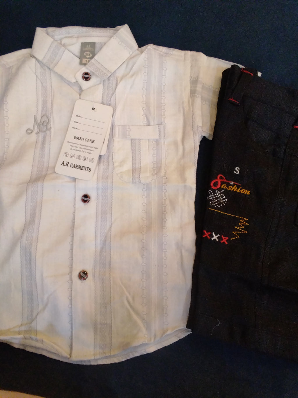 Kids Cotton Shirt & Pant Set – Short Sleeve Casual Outfit 388