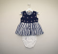 Baby Girl Striped Frock Dress with Diaper Cover Set
