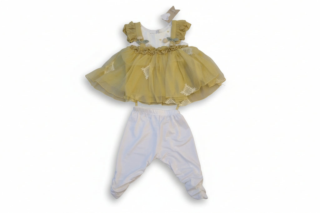 Baby Girls Peach Tulle Dress Set with Leggings 259