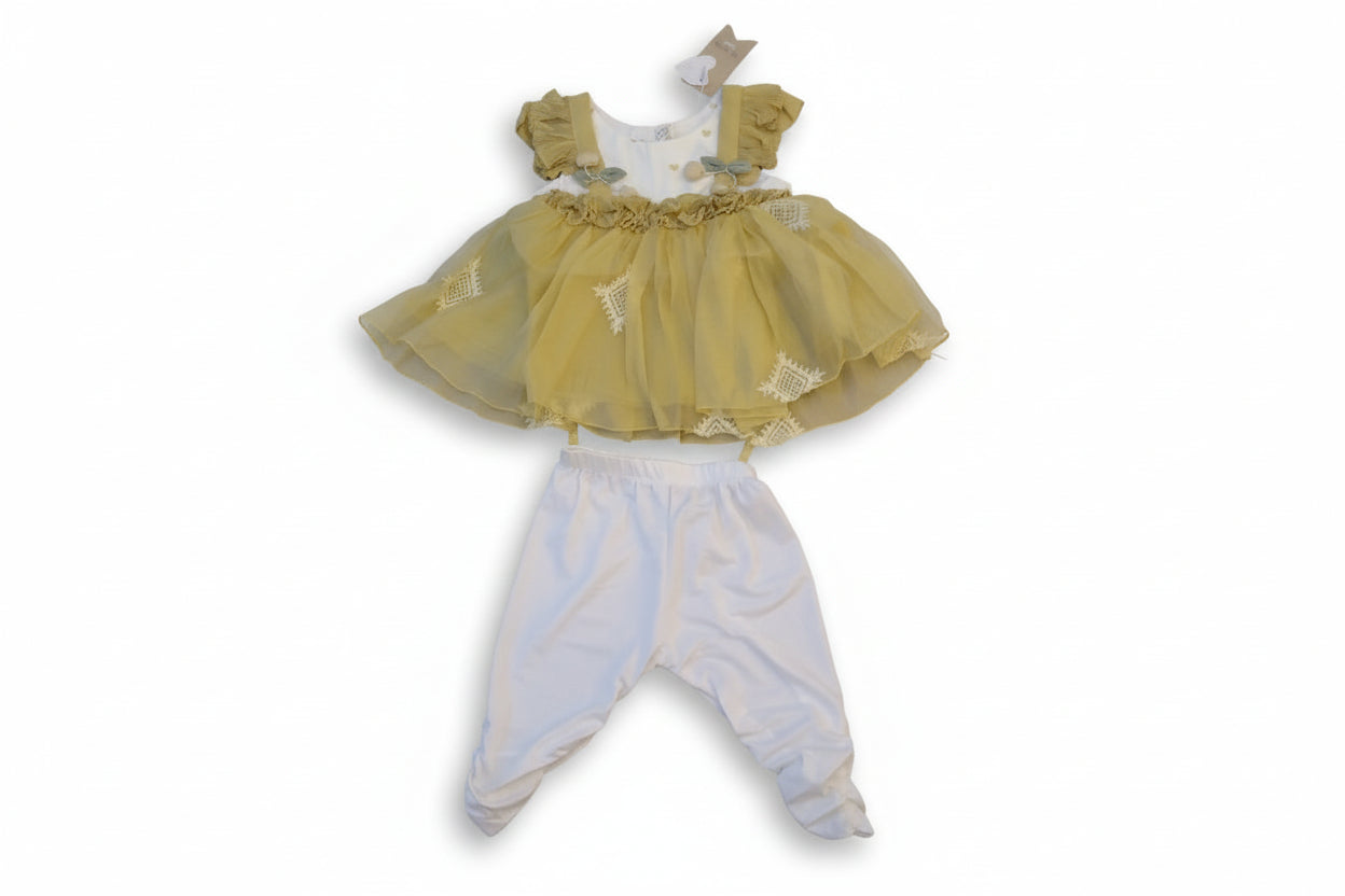 Baby Girls Peach Tulle Dress Set with Leggings 259