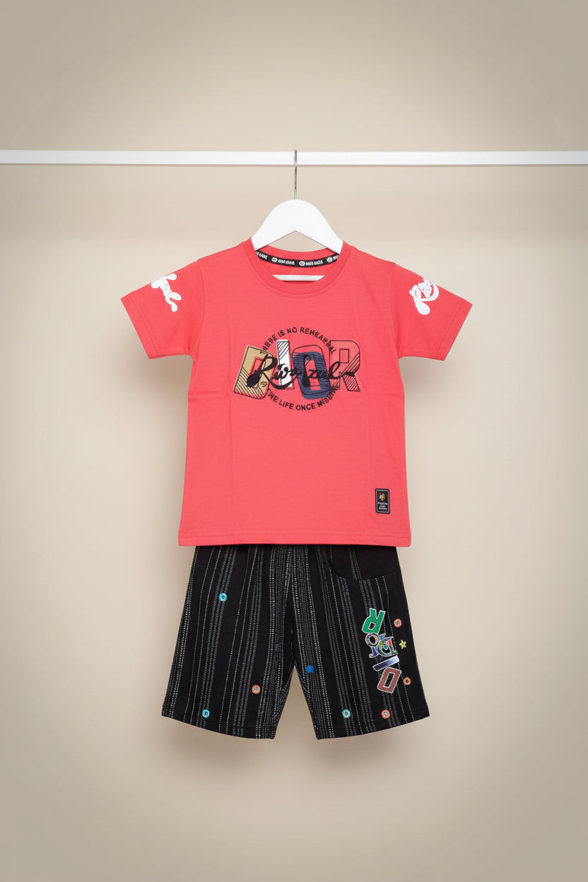 Kids “DIOR” Graphic T-Shirt & Printed Shorts Set – Summer Casual Edition...476..