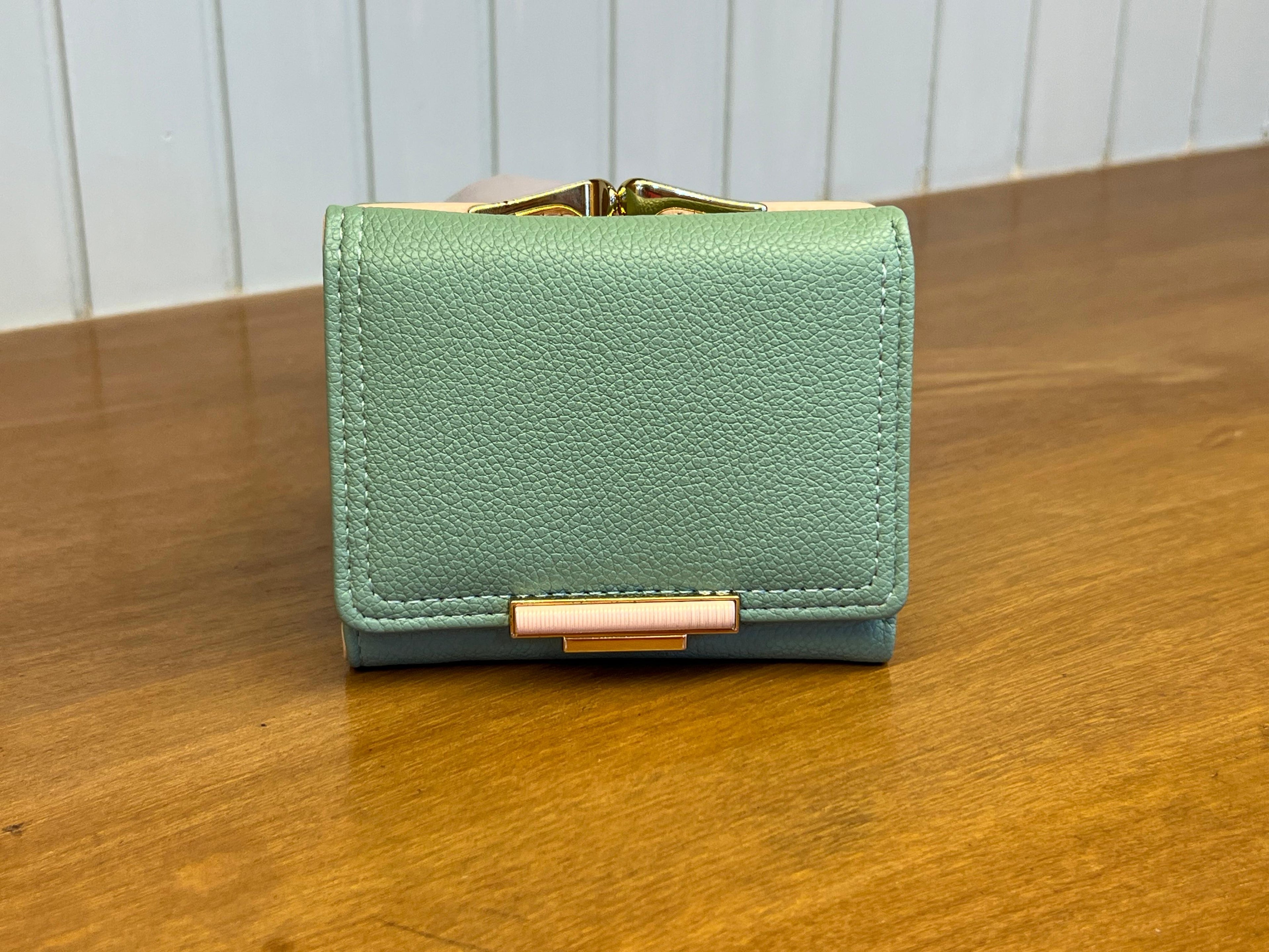 Mint Green Compact Trifold Wallet for Women