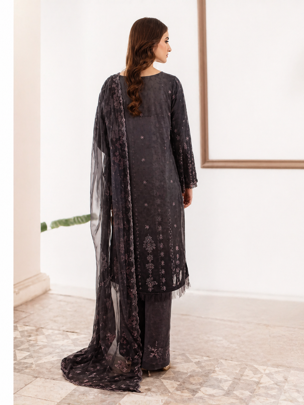 Luxury Digital Printed Lawn Three Piece Set -C189