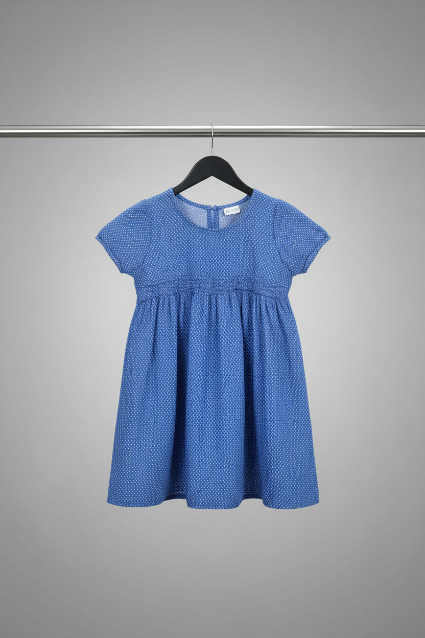 Girls Blue Polka Dot Short Sleeve Jumpsuit