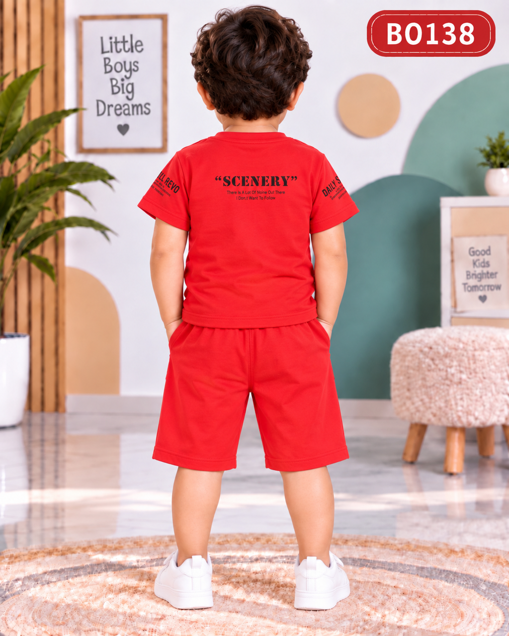 Boys Trend Graphic T-Shirt & Shorts Set-BO138
