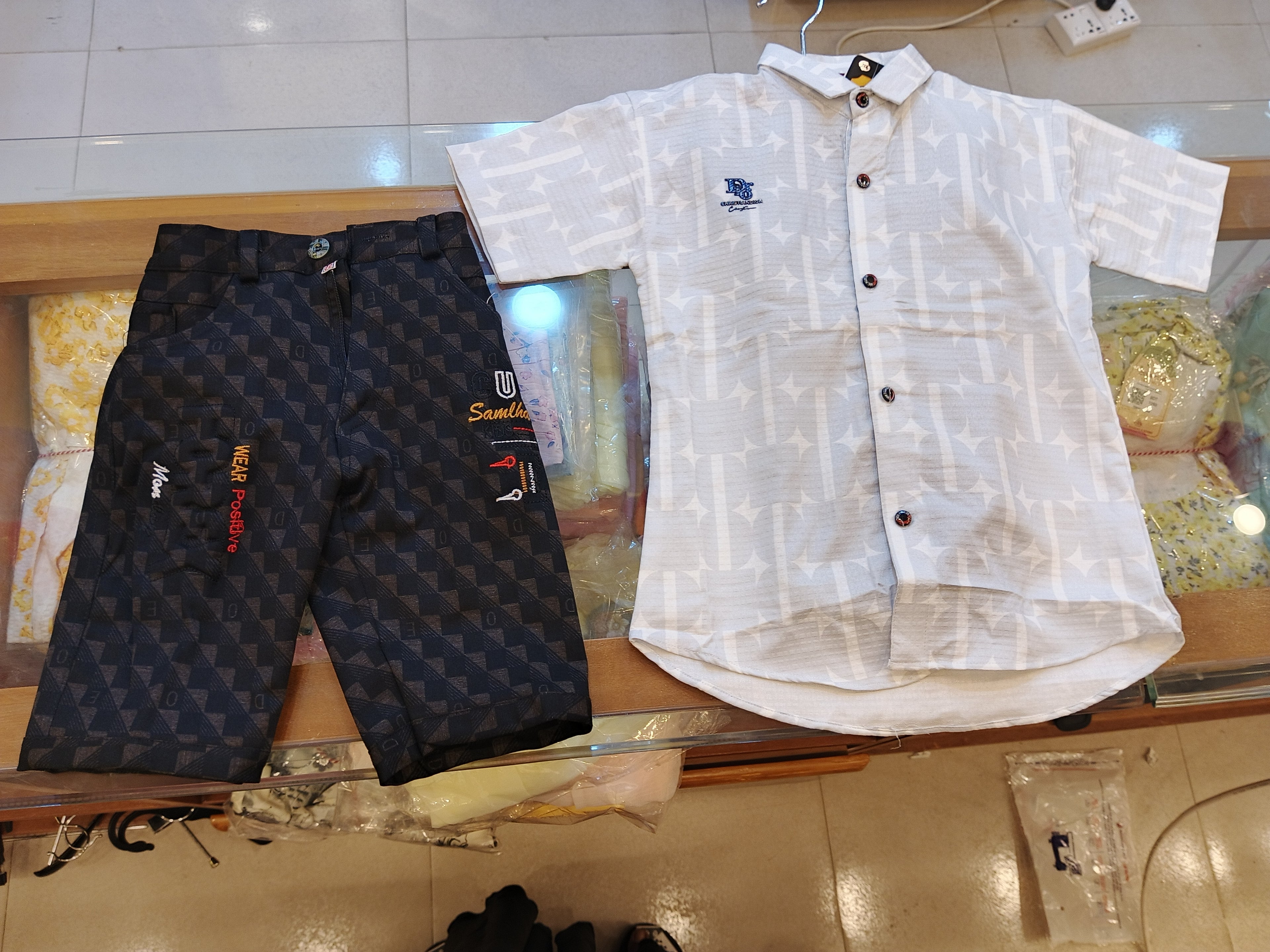 Kids Premium Cotton Shirt & Textured Pant Set 399