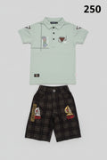 Kids Polo T-Shirt & Check Shorts Set – Summer Casual Outfit 250