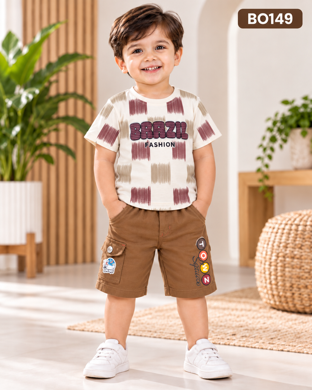 Premium Boys Graphic T-Shirt & Cargo Shorts Set - BO149
