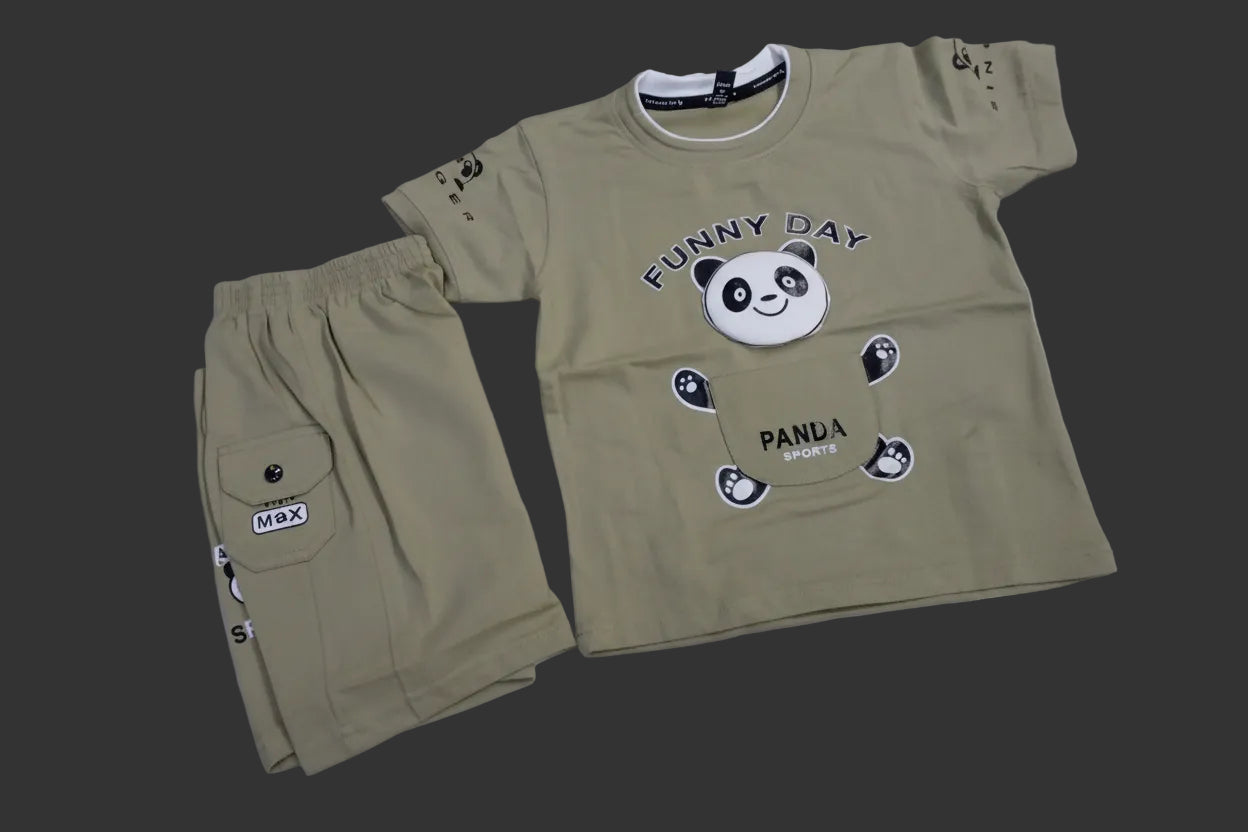 Kids “Funny Day Panda” T-Shirt & Shorts Set 329