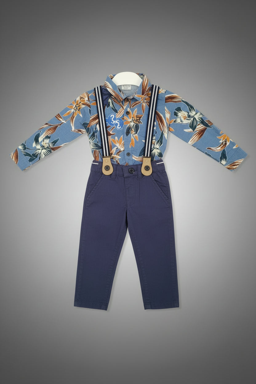 GATSBY Baby Formal Suspender Set – Printed Shirt with Bow Tie MIXED-5 955