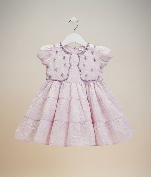 Baby Girls Embroidered Party Dress with Tie-Up Belt 6