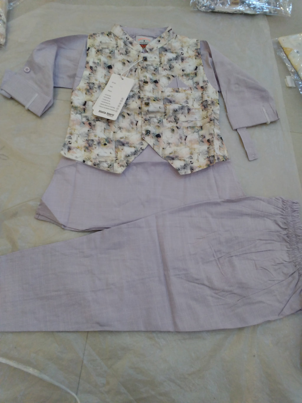 Boys Premium Floral Waistcoat Kurta Pajama Set 413