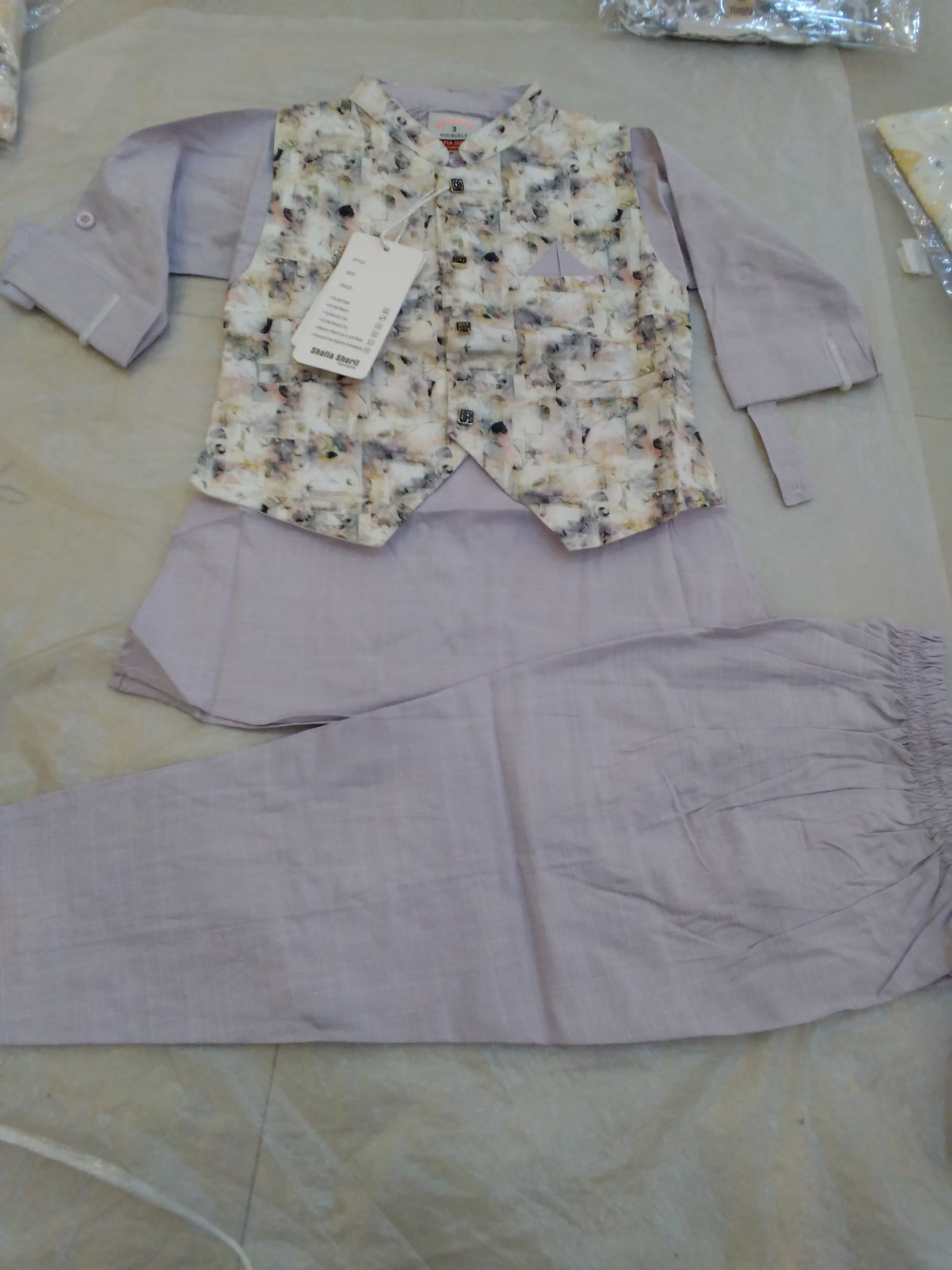 Boys Premium Floral Waistcoat Kurta Pajama Set 413