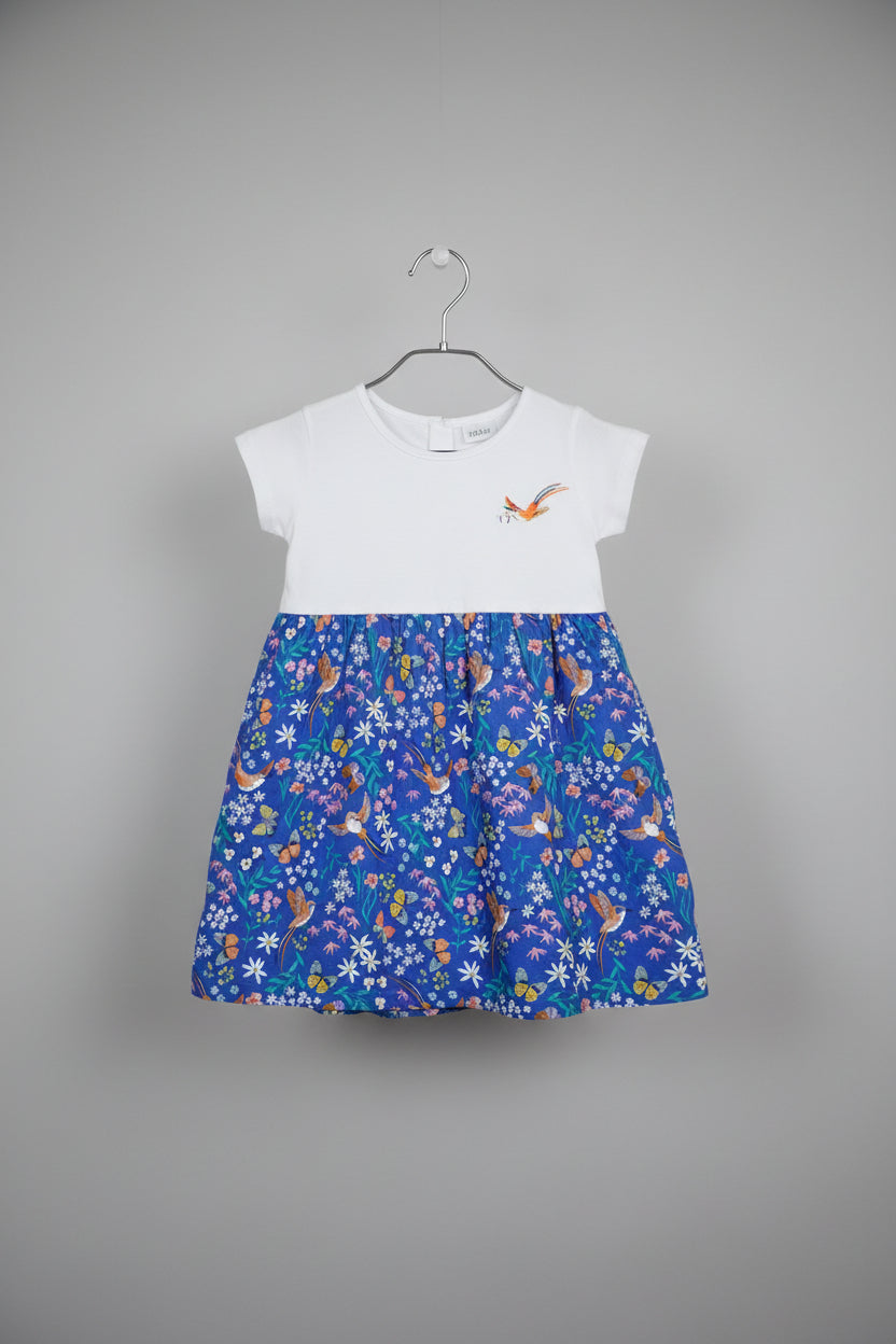 Girls Bird & Floral Printed Dress-3300