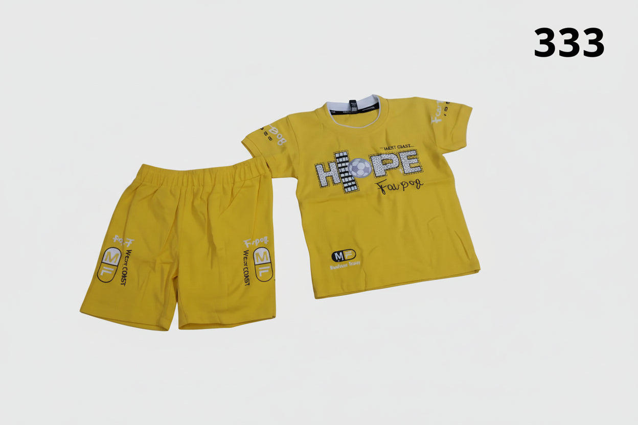 Kids “HOPE West Coast” Printed T-Shirt & Shorts Set 333